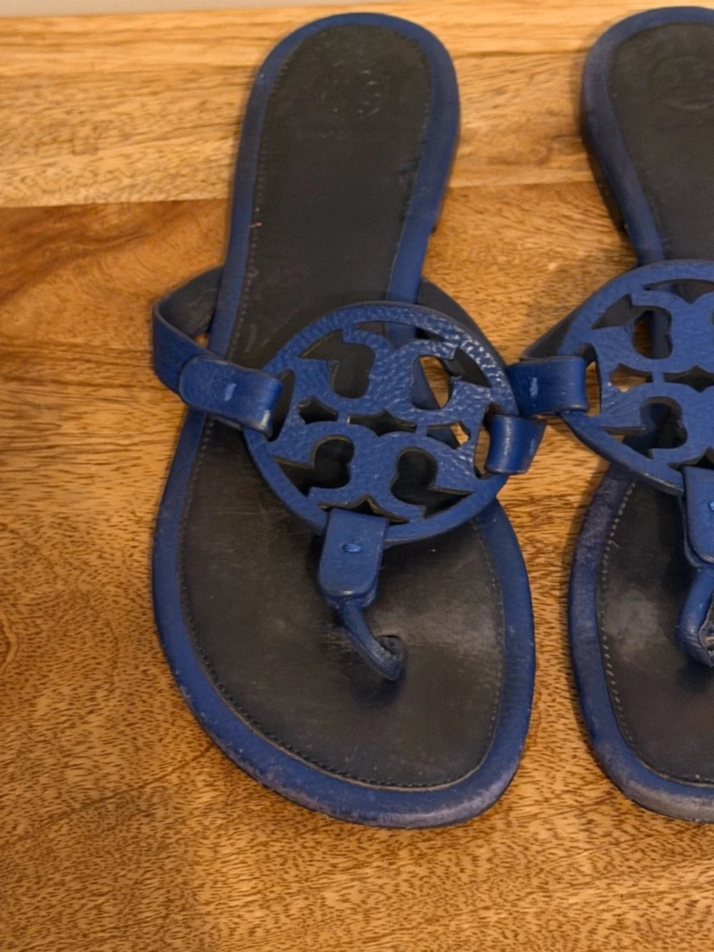 Tory Burch Blue Miller Cutout Thong Sandals